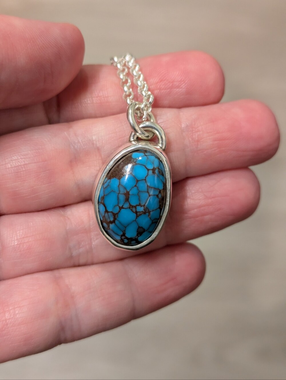 Numi Olive Sterling Silver Egyptian Turquoise Pendant Necklace - Blue